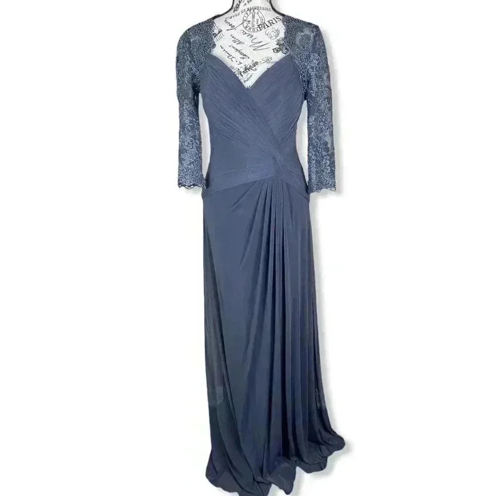 LA FEMME Ruched Twist Column Gown- size 6